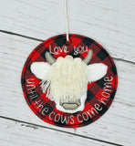 Highland Cow Macrame Love You Ornament