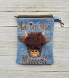 Not In The Mood Highland Cow Zip Bag