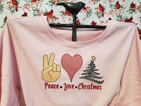 Peace Love Christmas Applique and Sketch
