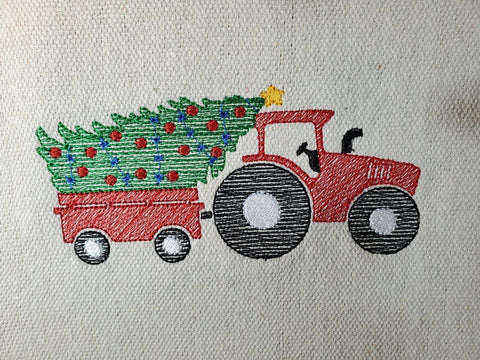 Tractor Pulling Christmas Tree Sketch