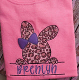 Leopard Bunny Head with Banner for Name