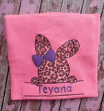 Leopard Bunny Head with Banner for Name