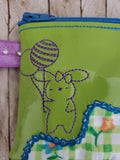 Bunny Balloon Zip Bag - Top Zip, Fully Lined, No Exposed Seams