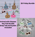 $5 Friday Animal with Glasses Key Fob Bundle