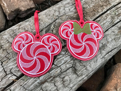 Peppermint Boy and Girl Mouse Ornaments