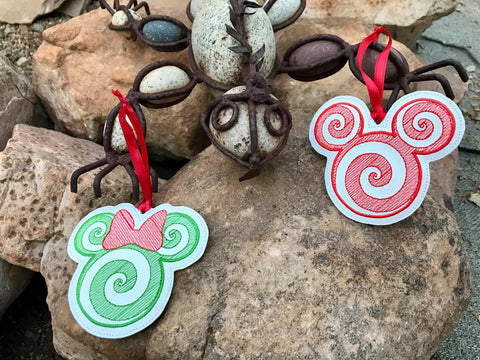 Swirl Boy and Girl Mouse Ornament