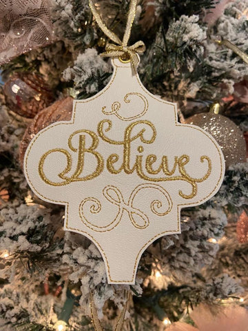 Believe Christmas Ornament Gold