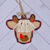 Highland Cow Macrame Ornament Duo