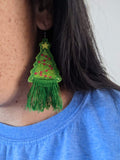 Christmas Tree Macrame Earring