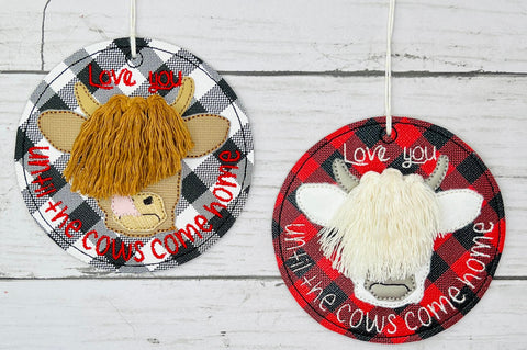 Highland Cow Macrame Love You Ornament