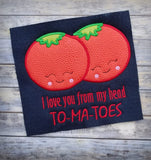 I Love You From My Head To-Ma-Toes Valentine Applique - 3 Sizes
