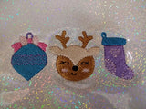 Ornament, Deer, Stocking Applique Trio