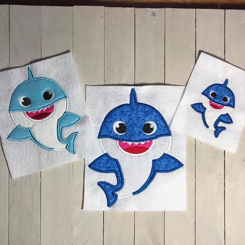 Baby Boy Shark Applique - ONLY- 3 Sizes