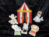 Circus Finger Puppet Set of 5 plus holder