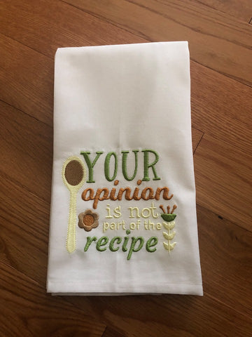 Your opinion is not part of the recipe wording