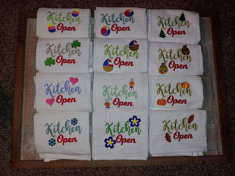 Monthly Open/Closed Kitchen Towel Set of 12