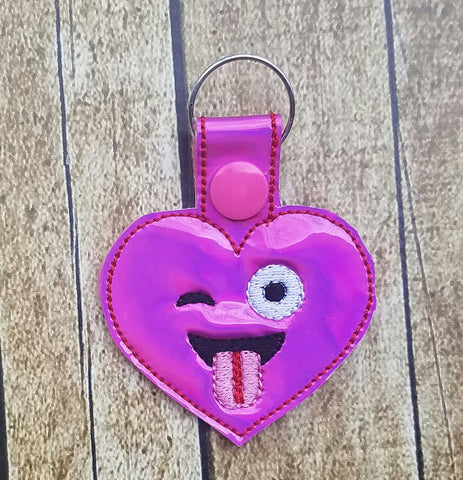 Emoji Heart Tongue Key Fob - 2 styles