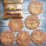 Autumn Blessings Coaster set of 6 and Holder